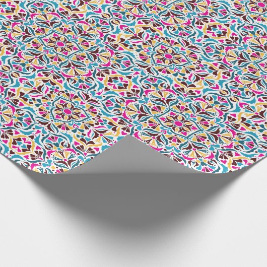 Whimsical Luxe Ivoor Bloemen Stijl Border Wedding Cadeaupapier (Hoek)