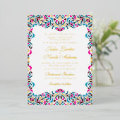 Whimsical Luxe Ivoor Bloemen Stijl Border Wedding Folie Uitnodiging (Staand Voorkant)