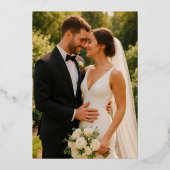 Whimsical Luxe Ivoor Bloemen Stijl Border Wedding Folie Uitnodiging (Achterkant)