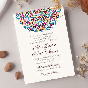 Whimsical Luxe Ivoor Bloemen Stijl Border Wedding Kaart