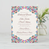 Whimsical Luxe Ivoor Bloemen Stijl Border Wedding Kaart (Staand voorkant)