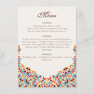 Whimsical Luxe Ivoor Bloemen Stijl Border Wedding Menu