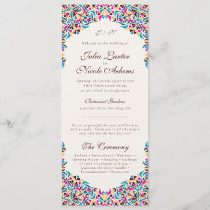 Whimsical Luxe Ivoor Bloemen Stijl Border Wedding Programma