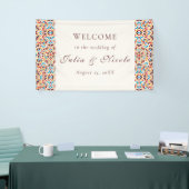 Whimsical Luxe Ivoor Bloemen Stijl Border Wedding Spandoek (Beurs)