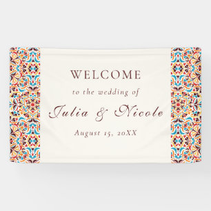 Whimsical Luxe Ivoor Bloemen Stijl Border Wedding Spandoek