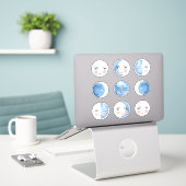 Whimsical Maanfasen Sticker Pack (Laptop op bureau)