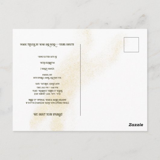 Whimsical Magic Fairy Invitation de fête d'enfant  (Dos)