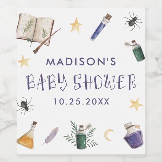 Whimsical Magic Potions Halloween Baby shower Wijn Etiket (Enkel label)
