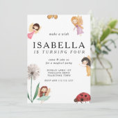 Whimsical Magical Fairy Birthday Invitation Kaart (Staand voorkant)