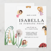 Whimsical Magical Fairy Birthday Invitation Kaart (Voorkant / Achterkant)