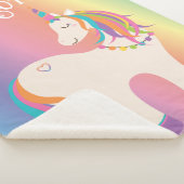 Whimsical Magical Rainbow Unicorn, gepersonaliseer Sherpa Deken (3/4)