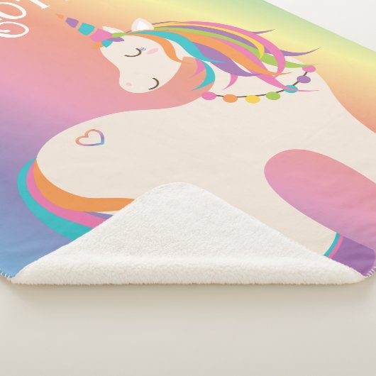Whimsical Magical Rainbow Unicorn, gepersonaliseer Sherpa Deken (3/4)