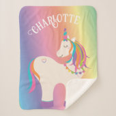 Whimsical Magical Rainbow Unicorn, gepersonaliseer Sherpa Deken (Voorkant)