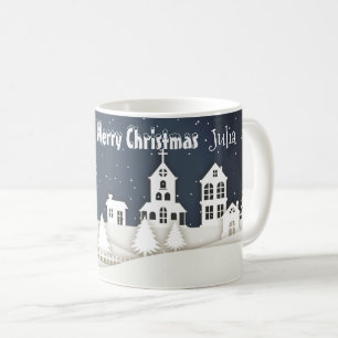 Whimsical Magical Snow Xmas Chic Blue Coffee-Mok Koffiemok