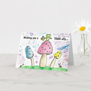 Whimsical Magical Toad Mushrooms Verjaardag Kaart