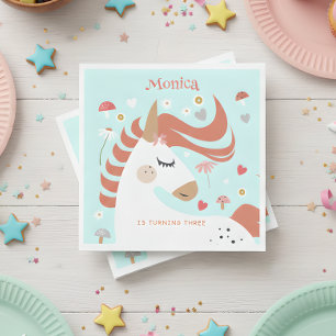 Whimsical magische eenhoorn kinderen verjaardag servet