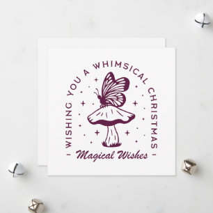 Whimsical magische kerst paarse esthetiek feestdagenkaart