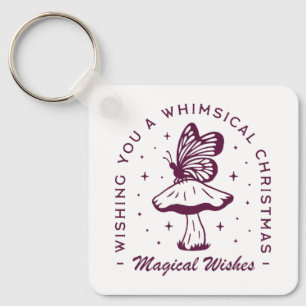 Whimsical magische kerst paarse esthetiek sleutelhanger