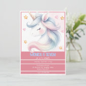 Whimsical magische pastel eenhoorn kinderen verjaa kaart (Staand voorkant)