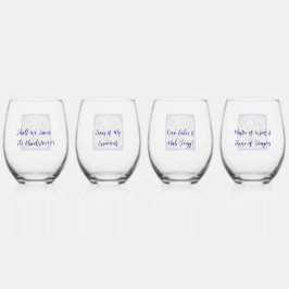 Whimsical Mahjong Toile Wine Glasses - Set of 4 Wijnglas Zonder Voet