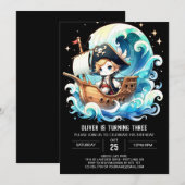 Whimsical Majestic Pirate Verjaardag Kaart (Voorkant / Achterkant)