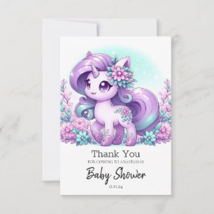 Whimsical Majestic Unicorn Baby shower Bedankkaart