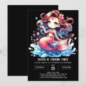 Whimsical Majestic Zeemeermin Verjaardag Kaart (Voorkant / Achterkant)