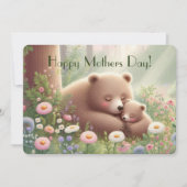 Whimsical Mama & Baby Beer Moederdag Flat Kaart (Voorkant)