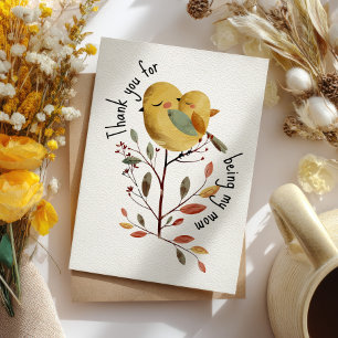 Whimsical Mama Bird & Chick met Foto Moederdag Kaart