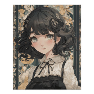 Whimsical Manga Dreams: Kleine Zwarte Jurk Fantasi Perfect Poster