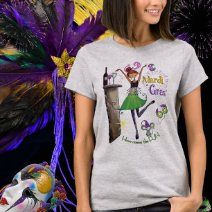 Whimsical Mardi Gras Beste Vriendin Shirt Groene J