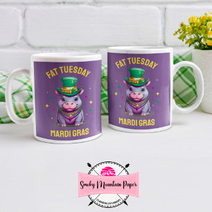 Whimsical Mardi Gras Vet Dinsdag Hippo Koffiemok