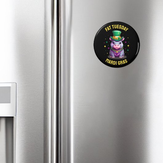 Whimsical Mardi Gras Vet Dinsdag Hippo Sticker Magneet