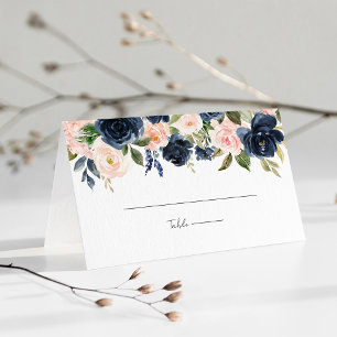 Whimsical Marine Blauw & Blush Roze Bloemen Bruilo