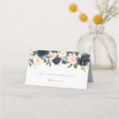 Whimsical Marine Blauw & Blush Roze Bloemen Bruilo (Voorkant)