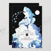 Whimsical Marine Fun Haai Verjaardag Kaart (Voorkant / Achterkant)