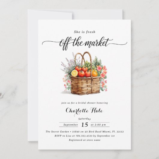 Whimsical Market Farmers Bruids Douche Uitnodiging (Voorkant)