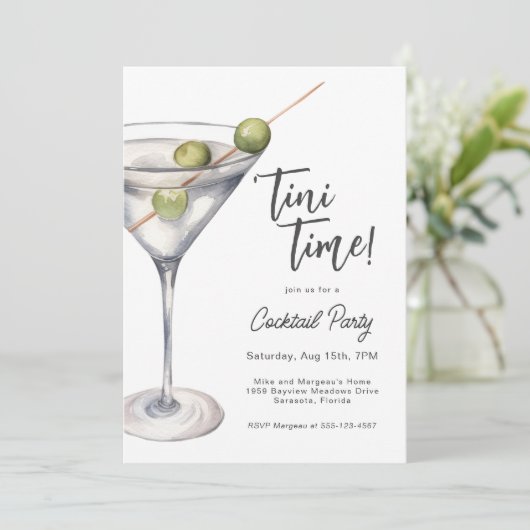 Whimsical Martini Cocktail Party Uitnodiging (Staand voorkant)