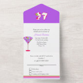 Whimsical Martini Glass 21st Birthday Party All In One Uitnodiging (Binnen)