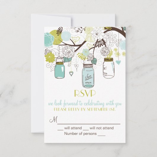 Whimsical Mason Jars RSVP Faire-part de mariage (Devant)