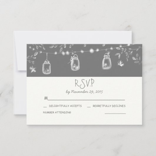 whimsical mason jars rustic wedding RSVP Kaartje (Voorkant)