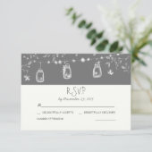 whimsical mason jars rustic wedding RSVP Kaartje (Staand voorkant)