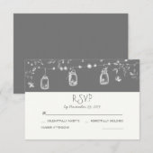 whimsical mason jars rustic wedding RSVP Kaartje (Voorkant / Achterkant)