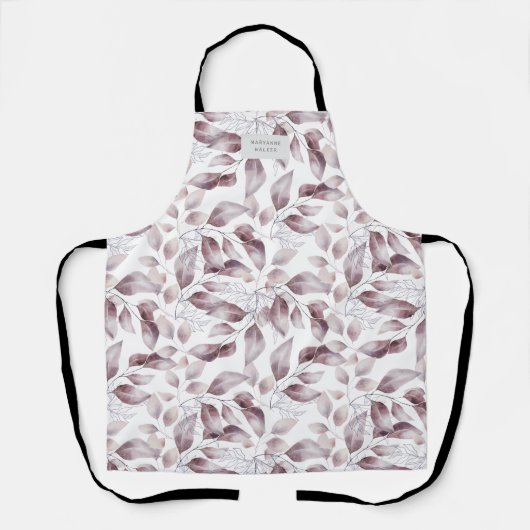 Whimsical Mauve herfst Bloemmonogram schort (Voorkant)