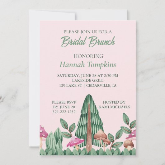 Whimsical Meadow Champignons Invitation de Brunch (Devant)