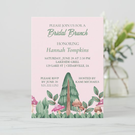 Whimsical Meadow Champignons Invitation de Brunch  (Debout devant)