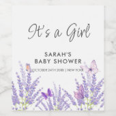 Whimsical Meadow Lavendel Vlinder Baby shower Wijn Etiket (Enkel label)