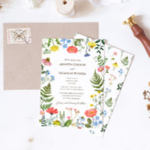 Whimsical Meadow Wildflower bruiloft uitnodiging