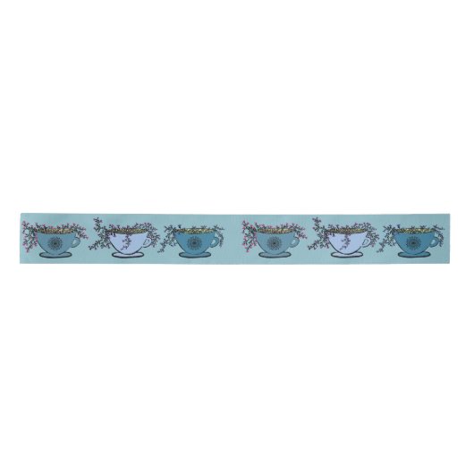 Whimsical Meditation Tea Pattern Blue Lint (Voorkant)