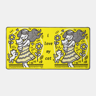 Whimsical Meisje met Kitten Bureaumat